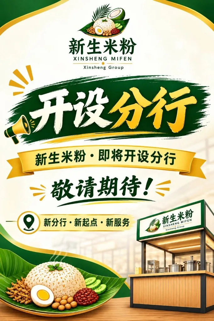 新生米粉 开设分行 品牌海报
